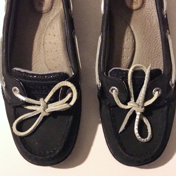 Sperry Top-Sider Black And Glitter Boat Shoes - Picture 3 of 7